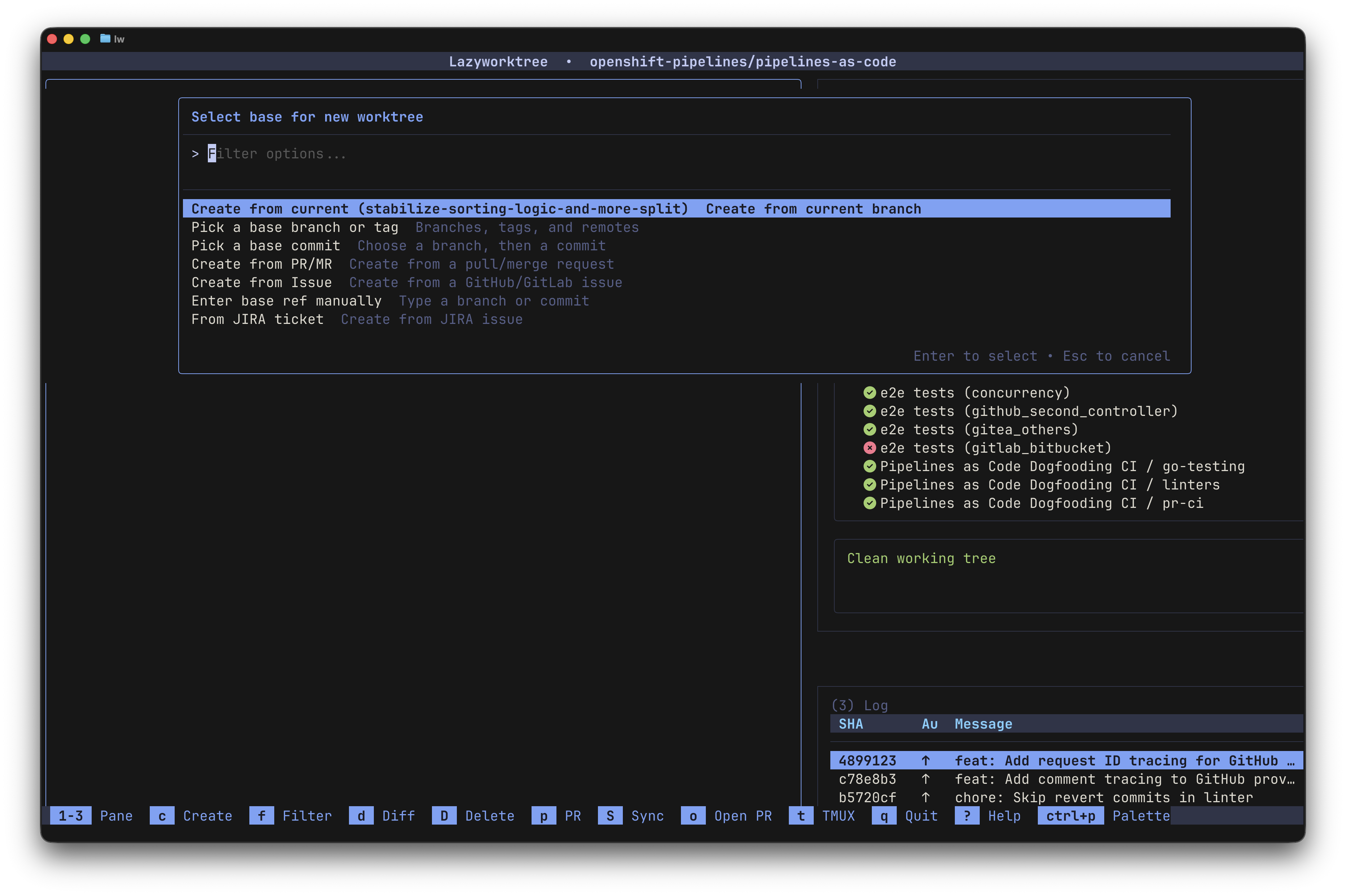 Command palette screenshot