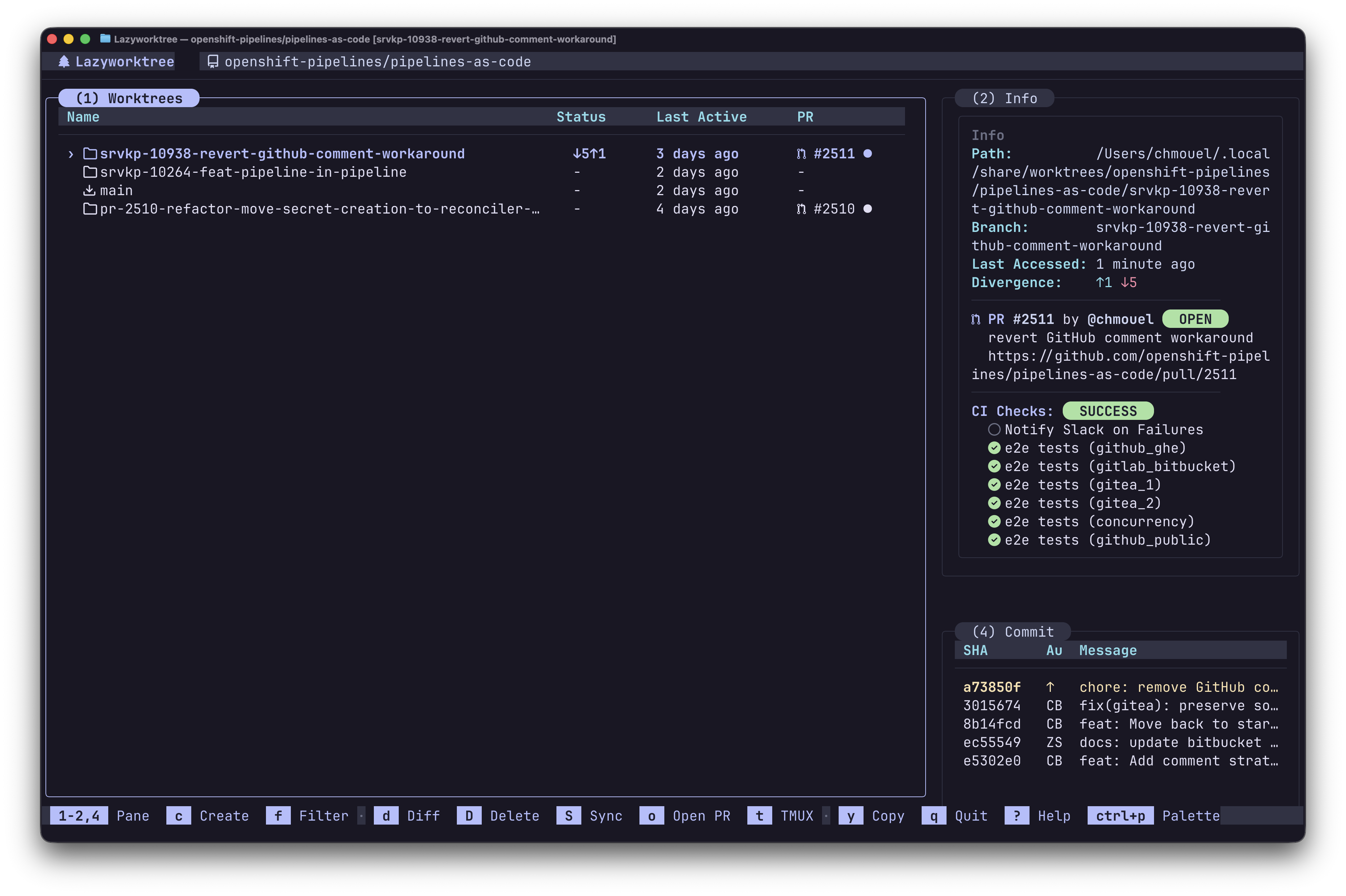 Worktree pane at 80%