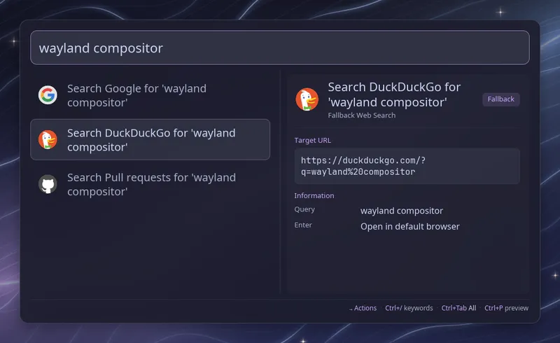 Fallback search rows below the results, with a URL preview