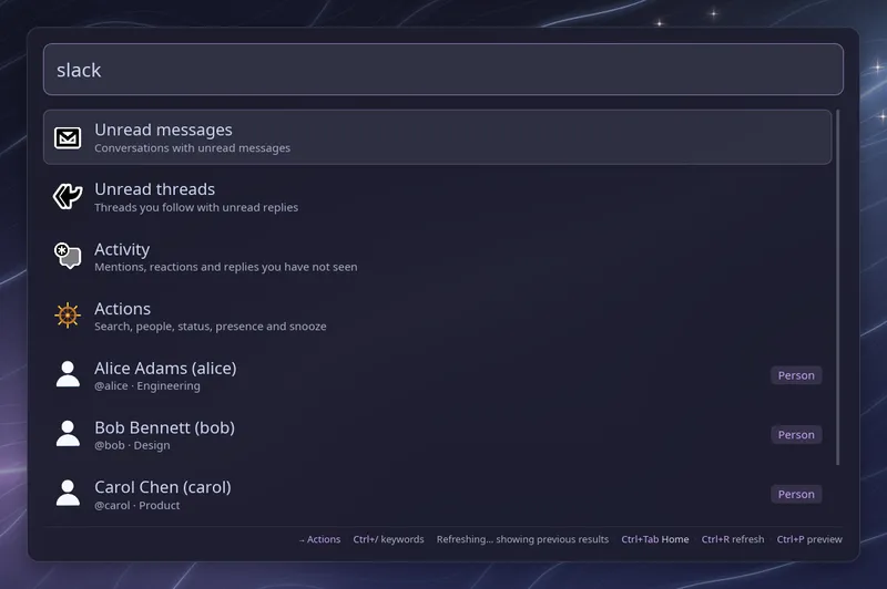 Slack people showing full names and logins